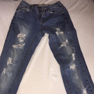 Dark Blue Distressed Jeans